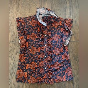 Batsheva Claud Blouse in Red Grape Floral sz 2